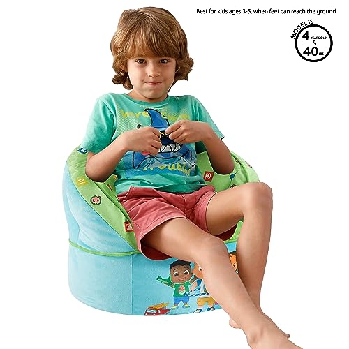 Idea Nuova Blue Round Bean Bag Chair For Kids, Ages 3+, Large