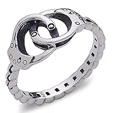 Handcuff Ring with Chain Band in 925 Sterling Silver by Silver Phantom Jewelry