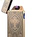 USB Rechargeable Tesla Lighter (Gold Cross) Plasma Electronic Lighter Dual Pulse Arc Cigarette Lighter with Cord and Gift Box Included. Windproof/Flameless