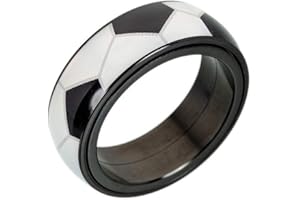 PAMTIER Unisex Stainless Steel Outdoor Sport Spinner Ring Unique NBA Basketball Band