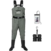 DikaSun Fishing Waders for Men & Women, Waterproof 2-Ply Nylon/PVC Chest Wader with Boots for Outdoor Sizes 4-13 Bootfoot