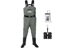 DikaSun Fishing Waders for Men & Women, Waterproof 2-Ply Nylon/PVC Chest Wader with Boots for Outdoor Sizes 4-13 Bootfoot