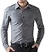 PJ PAUL JONES Fashion Long Sleeve Dress Shirt Casual Button Down Shirts for Men PJ5252 (Dark Grey,L)