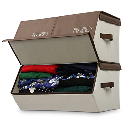 image for Miusco Collapsible Storage Bin with Magnetized Lid, Closet Stackable S