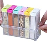 Meegol Set of 6 Spice Shaker Jars Seasoning Box Kitchen Condiment Storage Container with 2 Kinds of Outlet Holes,Spice Jar