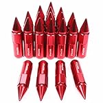 MOSTPLUS 60mm M12X1.5 Racing Wheel Spiked Lug Nuts Extended Pack of 20 (Red)