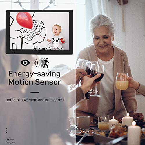 Digital Picture Frame, Jimwey 10.1 Inch Full HD IPS Screen Digital Photo Frame with Motion Sensor, Support Video Music Video USB Drive SD Card, Suitable as a Gift for Elders, Students, Friends