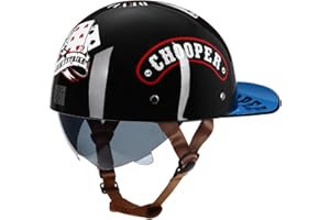Woljay Vintage Retro Open Face Motorcycle Helmet Baseball Cap Half Helmets with pull-down Lens for Men Women Moped Cap Jet Scooter Street Cruiser - DOT Certified (Witch,Medium)