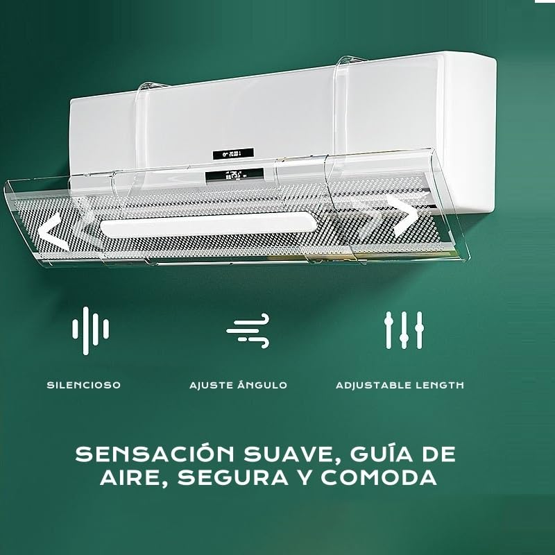 Deflector Ajustable para Aire Acondicionado Transparentes de PET - Accesorios de Ventilación Anti-Soplo Directo para Aire Acondicionado de Pared en Hogar y Oficina