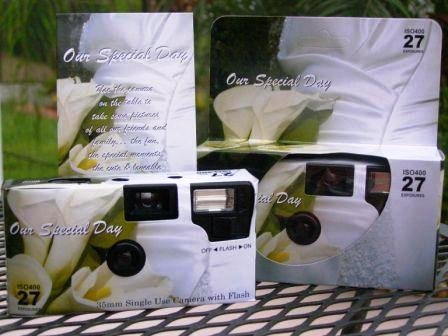 10 Pack Calla Lily Disposable Wedding Cameras in Matching Gift Boxes with Table Tents, 35mm, 27 Exposures