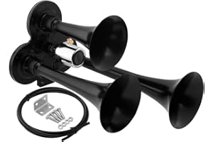 Vixen Horns Train Horn for Truck/Car. 3 Air Horn Black Trumpets. Super Loud dB. Fits 12v/24v Vehicles like Semi/Pickup/Jeep/RV/SUV VXH3311B