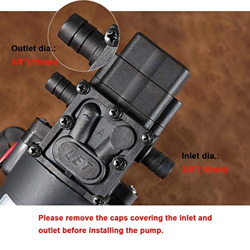 12V DC Fresh Water Pump with 2 Hose Clamps 12 Volt Diaphragm Pump Self Priming Sprayer Pump with Pressure Switch 4.5 L/Min 1.2 GPM 80 PSI Adjustable for RV Camper Marine Boat Lawn - Thumbnail 2