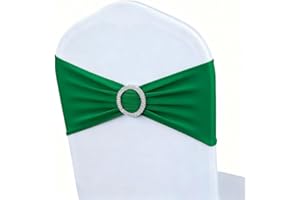 MAGTOWNE Emerald Green Chair Sashes 50 Pack Spandex Green Chair Bands Ties for Christmas Party Events Banquet Decor, Chairs Bows for Wedding