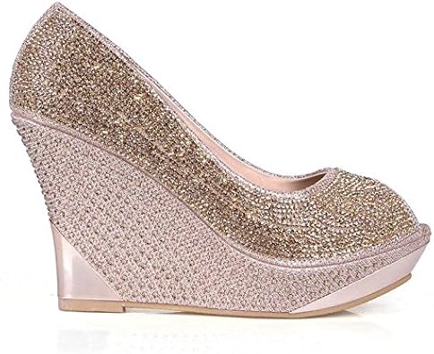 rose gold wedges closed toe