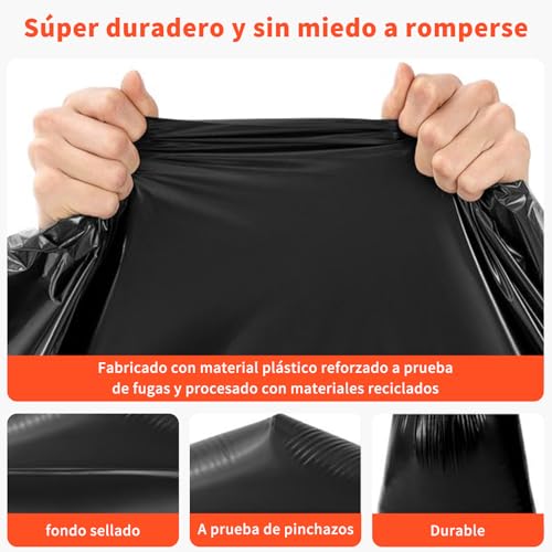 OranSee Bolsas para Basura Jumbo 70x90 cm (90 Litros), Extra Gruesas 45 Micrómetros Uso Rudo, Resistencia 30 kg para Botes Grandes, Restaurantes y Jardín, Color Negro (Paquete de 1 kg, 14 Piezas)