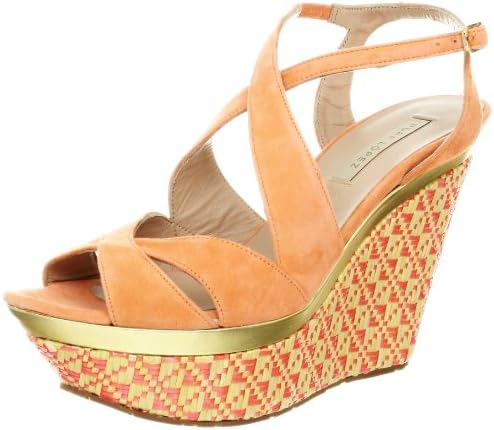 Pura Lopez Women's Cross-Strap Platform Wedge Sandal,Magnolia,37 EU/6.5 M US