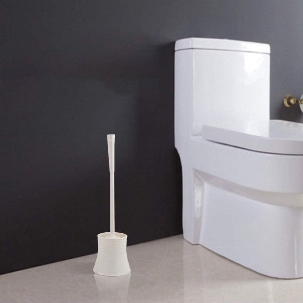 Leakproof (no Hole in Holder) Toilet Brush Set with Holder, White Pearl, Plastic - Chimpy - Bathroom Bowl Cleaner and Base, Great Grip Strong Bristles - Perfect for a Completely Clean Bathroom: Kitchen & Dining
