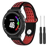 for Garmin Forerunner 235 Band,BossBlue Soft Silicone Replacement Band for Garmin Forerunner 220/230 / 235/620 / 630 / 735XT Smart Watch (Black red, Large)