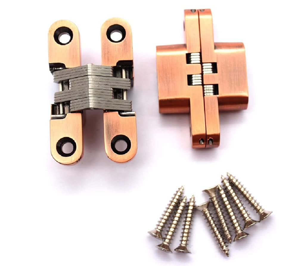 LYANG Heavy Duty Hinges - 180 Degree Flat Hinges for Folding Doors, 1 Pair with Screws