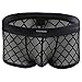 FEESHOW Men's Sheer Mesh Boxers Briefs Shorts Underwear Trunks Black Medium(Waistline:29.0-37.0