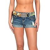 Ed Hardy Womens Medium Wash Belted Shorts- Medium Vintage