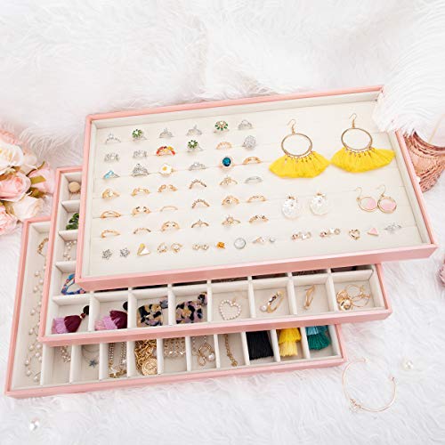 Mebbay Stackable Jewelry Trays Organizer with Lid, Jewelry Storage