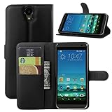 Premium Leather Wallet Case Cover with Stand Card Holder for HTC One E9 Plus / E9+ (2015) (Wallet - Black)