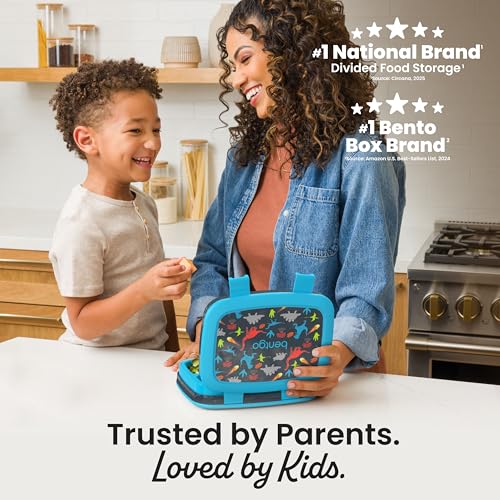 Bentgo Kids Prints Leak-Proof, 5-Compartment Bento-Style Kids Lunch Box - Ideal Portion Sizes for Ages 3 to 7 - BPA-Free, Dishwasher Safe, Food-Safe Materials (Dinosaur)