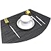 Bright Dream Wedge Placemats for Round Kitchen Table Woven Vinyl Non Slip Plastic Table Mats Set of 4（Black）