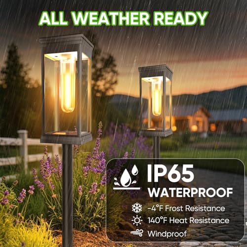 8 Pack Solar Pathway Lights Outdoor,Waterproof Brighter Solar Outdoor Lights,Auto On/Off Solar Lights Outdoor Garden,Outdoor Solar Lights for Walkway Driveway Garden