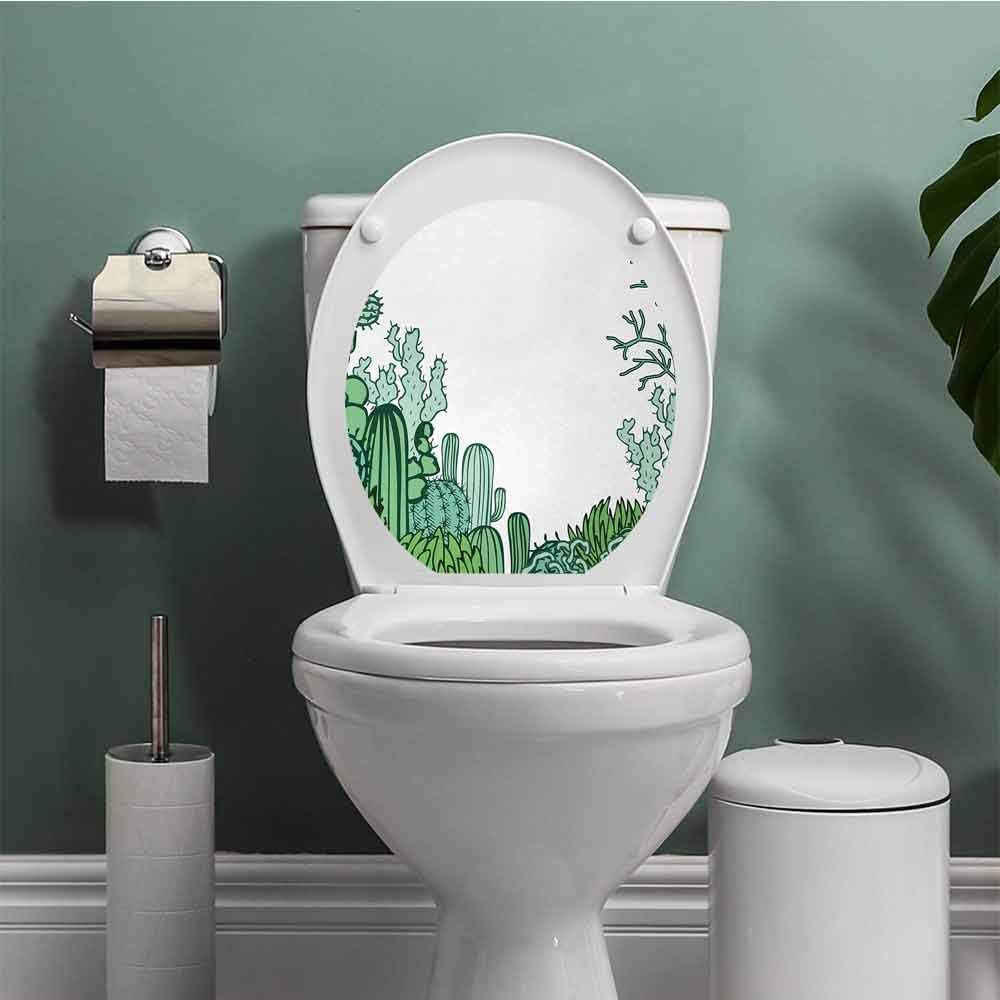 Amazon Com Despkon Home Cactus Toilet Seat Tattoo Cover Arizona Desert Themed Doodle Cactus Staghorn Buckhorn Ocotillo Plants Vinyl Bathroom Decor Green Pale Green Seafoam W13xl16 Inch Home Kitchen