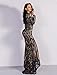 LinlinQ Women Sexy O Neck Long Sleeve Retro Sequin Maxi Gorgeous Dress