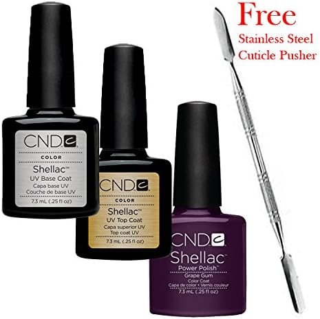 CND Shellac Top Coat & Base Coat + 1 COLOUR • Proessional Gel Polish • 7.3ml/Bottle (Grape Gum)