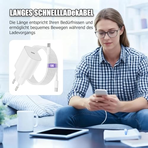 iPad Charger with iPad Charging Cable Original, 25 W USBC Power Supply Plug Quick Charger 1 m USB C Cable Fast Charging Cable for iPhone 17 16 15 Pro Max/Plus, iPad Pro 12.9/11, iPad Air 4/5 Gen,iPad Mini