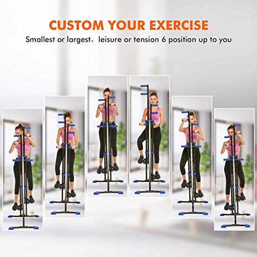 Hurbo Vertical Climber Home Gym Exercise Folding Climbing Machine Exercise Bike for Home Body Trainer Stepper Cardio Workout Training Non-Stick Grips Legs Arms Abs Calf (Black Blue) - Thumbnail 6