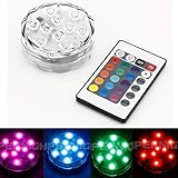 BINZET IR Remote Controlled RGB Submersible LED Lights AA Battery Operated LED Accent Lights for Lighting Up Vase, Bowl, Fish Tank, Wedding, Centerpiece, Halloween, Party Lights(AA Batteries NOT included)