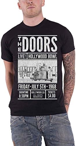 The Doors T Shirt Live Hollywood Bowl Flyer Band Logo Official Mens Black