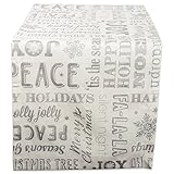 DII 100% Cotton, Machine Washable, Printed Metallic Table Runner For Parties, Christmas & Holidays - 14x108