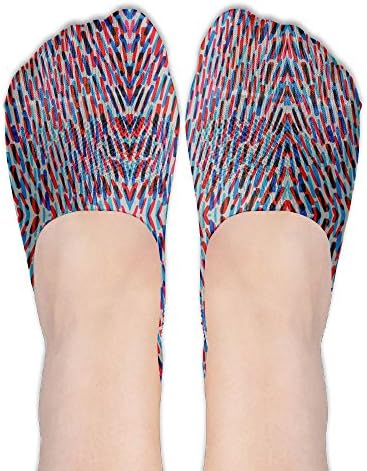 Blue And Red Art Print Classic Women's Thin Casual Non Slip Flat Boat Line Socks