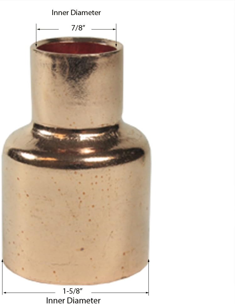 Libra Supply 1-1/2 x 3/4 inch(Nominal Size) Copper Coupling Bell Reducer, C x C (Pack of 5 pcs, click in for more size options) 1-1/2'' x 3/4'', 1-1/2 x 3/4-inch Copper Pressure Pipe Fitting Supply