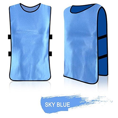 sea-junop Adult Soccer Vest Football Training Grouping Mesh Vest (Sky Blue) - Thumbnail 3