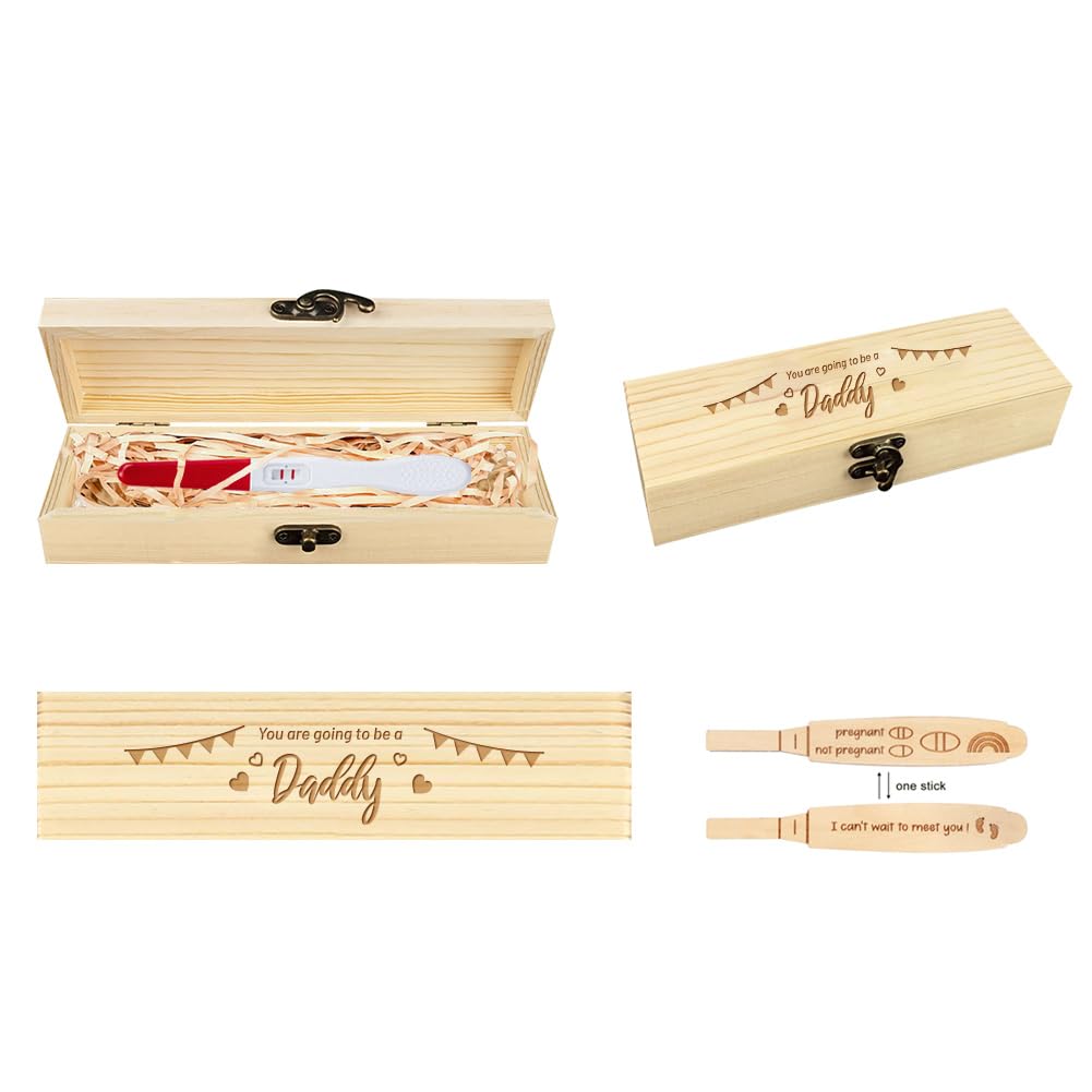 FREEBLOSS Wooden Pregnancy Announcement Box for Baby Reveal - Memory Box With Latch Design for Surprise Husband