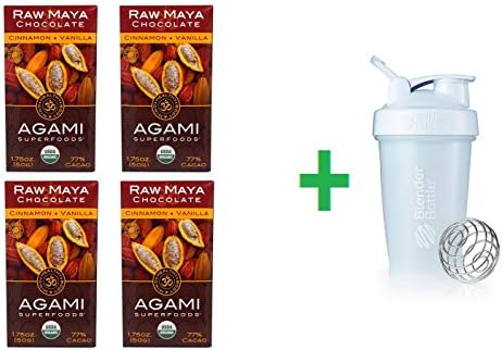 Good Superfoods, Organic, Agami Superfoods, RAW Maya Chocolate, Cinnamon, Vanilla, 1.75 oz (50 g)(4 PACK), Shaker Bottle Assorted Colours 20 OZ