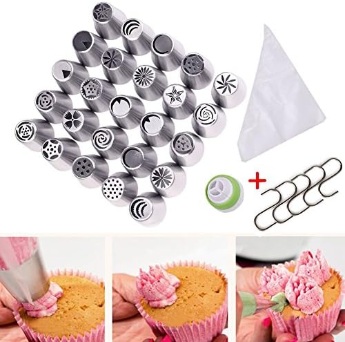Russian Piping Tips 25pcs &amp; Icing Piping Nozzles For Cupcakes Decoration