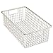 mDesign Household Wire Storage Basket with Handles for Kitchen Cabinets, Pantry, Bathroom - Large, Satin