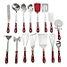 Pioneer Woman Frontier Red 15 Pc Set Kitchen Tool Stainless Steel Spoon Whisk Spatula Set