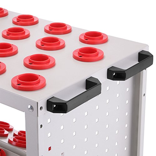 BestEquip CAT40 BT40 Tool Cart 36 Capacity CNC Tooling Trolley White 40 Taper Tool Holders Shelf