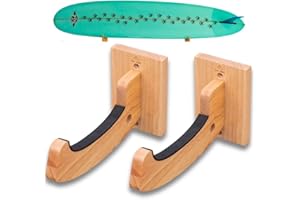 Koa Vibes - Wood Surfboard Wall Mount and Snowboard Mount - Versatile Heavy Duty Surfboard Holder, Wakeboard Mount, Longboard Skateboard Rack - Extra Hole to Hang Accessories