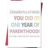 Beixian Funny First Birthday Card, 1st Birthday Card Gift for New Parents, Baby One Year Old Birthday Decorations Card