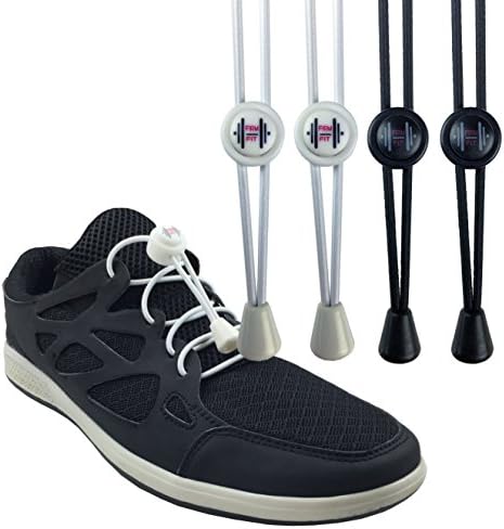 Athletic Shoelaces - Locking Laces 2-Pack - No Tie Shoelaces (Black and White)